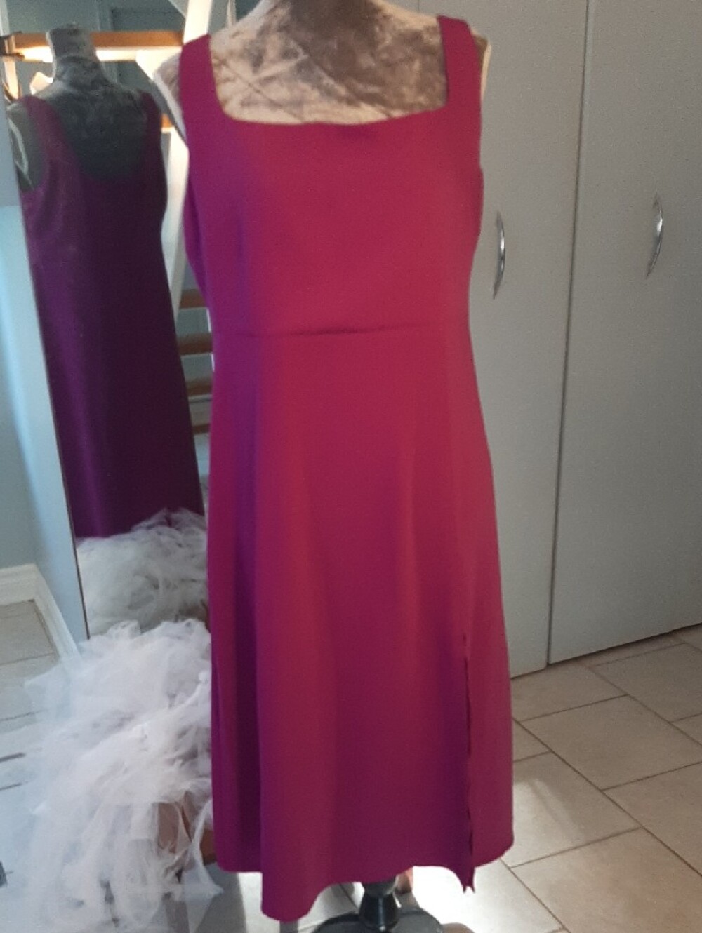 Ricki's💜True Purple Square-Neck Midi Dress with Side Slit Good Cond Sz 14 - Picture 3 of 11